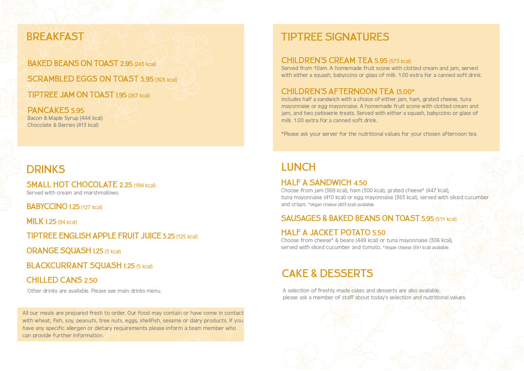 Menus – Tiptree Tea Rooms